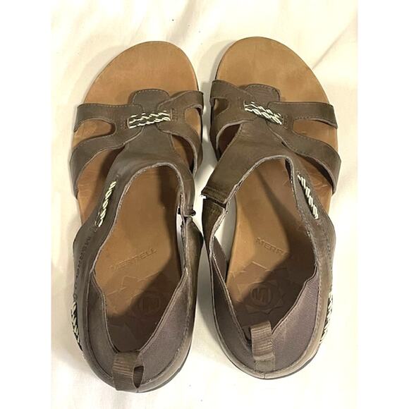 Merrell Flaxen Espresso Women's Sandal Gladiator Brown Leather Size 10 - Picture 7 of 9